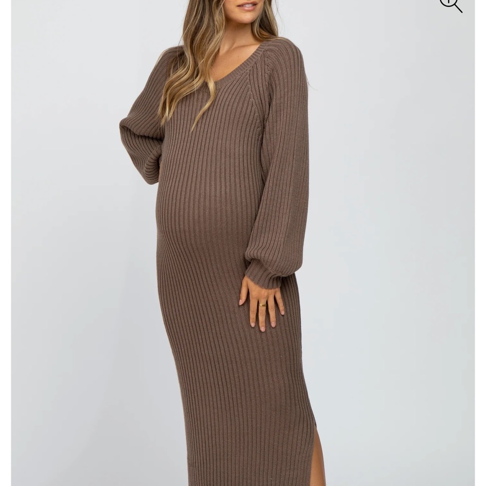 Elegant Brown Ribbed Maxi Dress